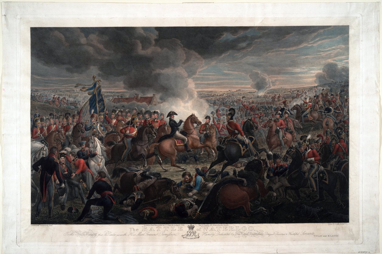 Slaget vid Waterloo - Sauerweid, Alexander Ivanovich (1783-1844) - 1819 - Etsning, akvarell - 61,6x91,3 - Privat samling av Alexander Ivanovich Sauerweid
