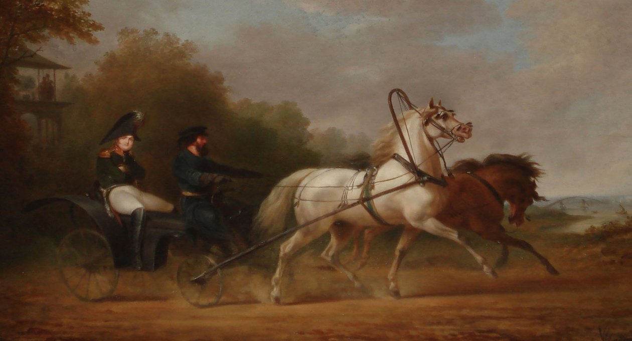 Tsar Alexander I kör en droschki (olja på duk) av Alexander Ivanovich Sauerweid