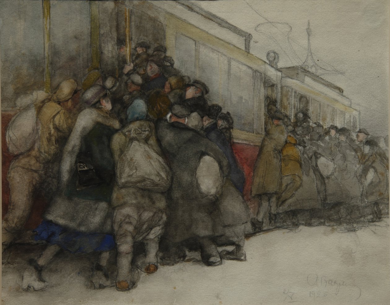 Vid spårvagnen, 1920 av Alexander Ivanovich Vakhrameyev