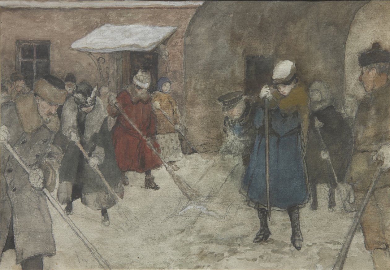 Snöröjning, ca 1921 av Alexander Ivanovich Vakhrameyev