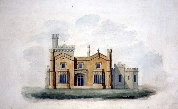 Design för Lyndhurst House i Tarrytown, New York av Alexander Jackson (attr. to) Davis