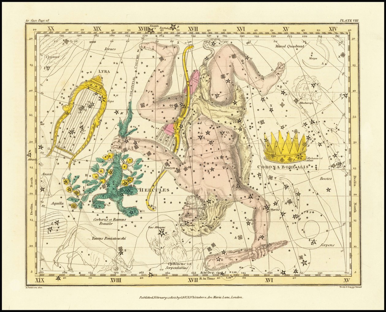 1822 - Alexander Jamieson - Corona Borealis, Herkules och Cerberus samt Lyran av Alexander Jamieson