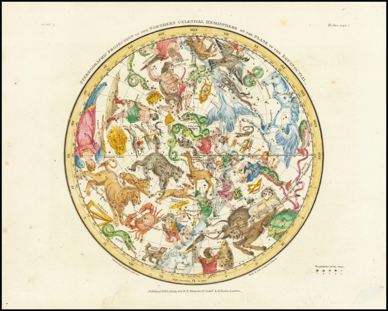 1822 - Alexander Jamieson - Stereografisk projektion av norra himmelshalvklotet av Alexander Jamieson
