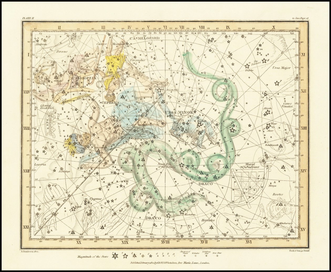 1822 - Alexander Jamieson - Ursa Minor - Lilla björnen visar även Cassiopeia, Draco  Cepheus av Alexander Jamieson