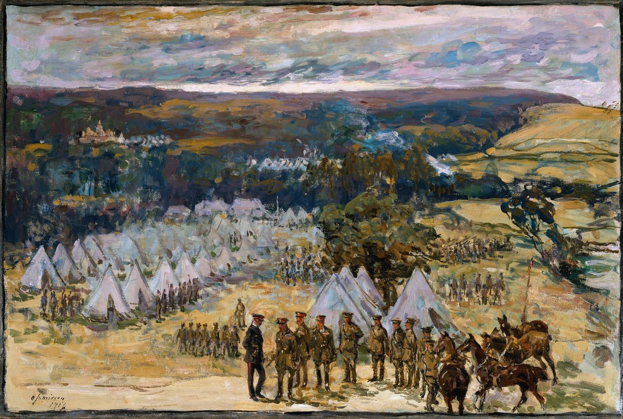Fältmarskalk Lord Kitchener inspekterar 10:e bataljonen, York och Lancasters regemente i Halton, 1914 av Alexander Jamieson