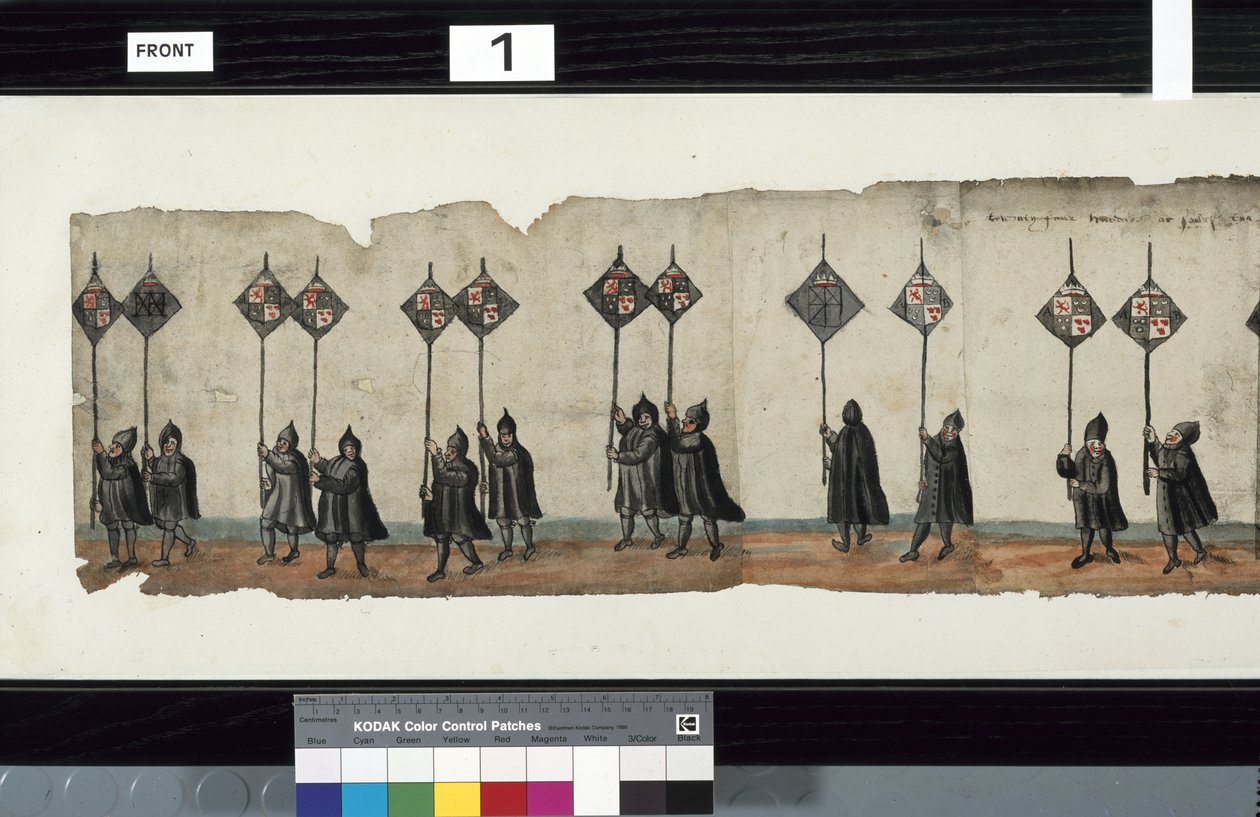 Detalj från The Huntly Funeral Procession, som sägs ha använts för obsequies av George 1st, Marquess of Huntly av Alexander Kincaid