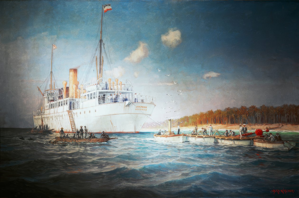 Kabelångare Stephan utanför Caroline-ön Yap 1905 av Alexander Kircher