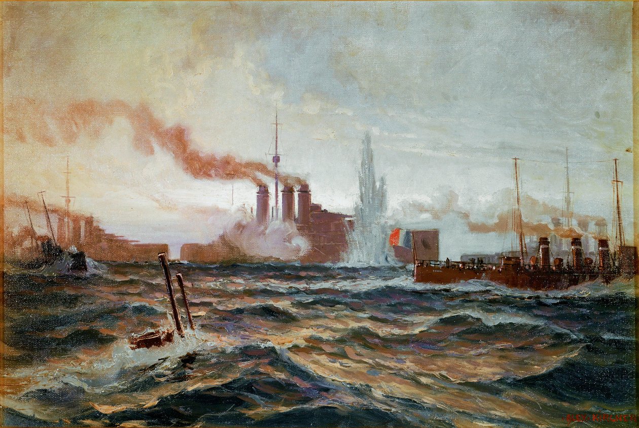 En österrikisk ubåt under befäl av löjtnant Lerch förstör
en fransk flottilj i Adriatiska havet ... av Alexander Kirchner