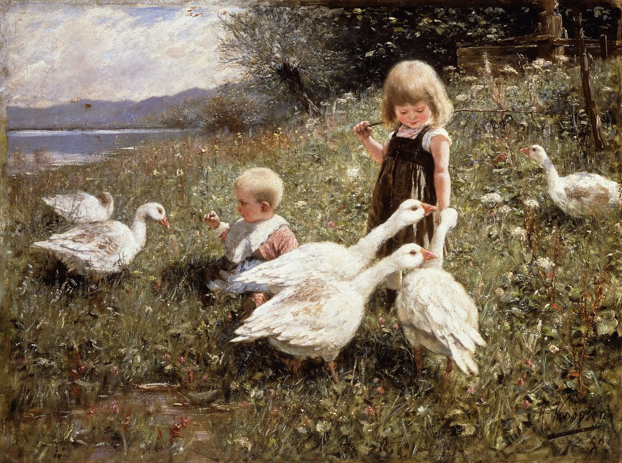 Mata gäss; Gansefutterung av Alexander Koester