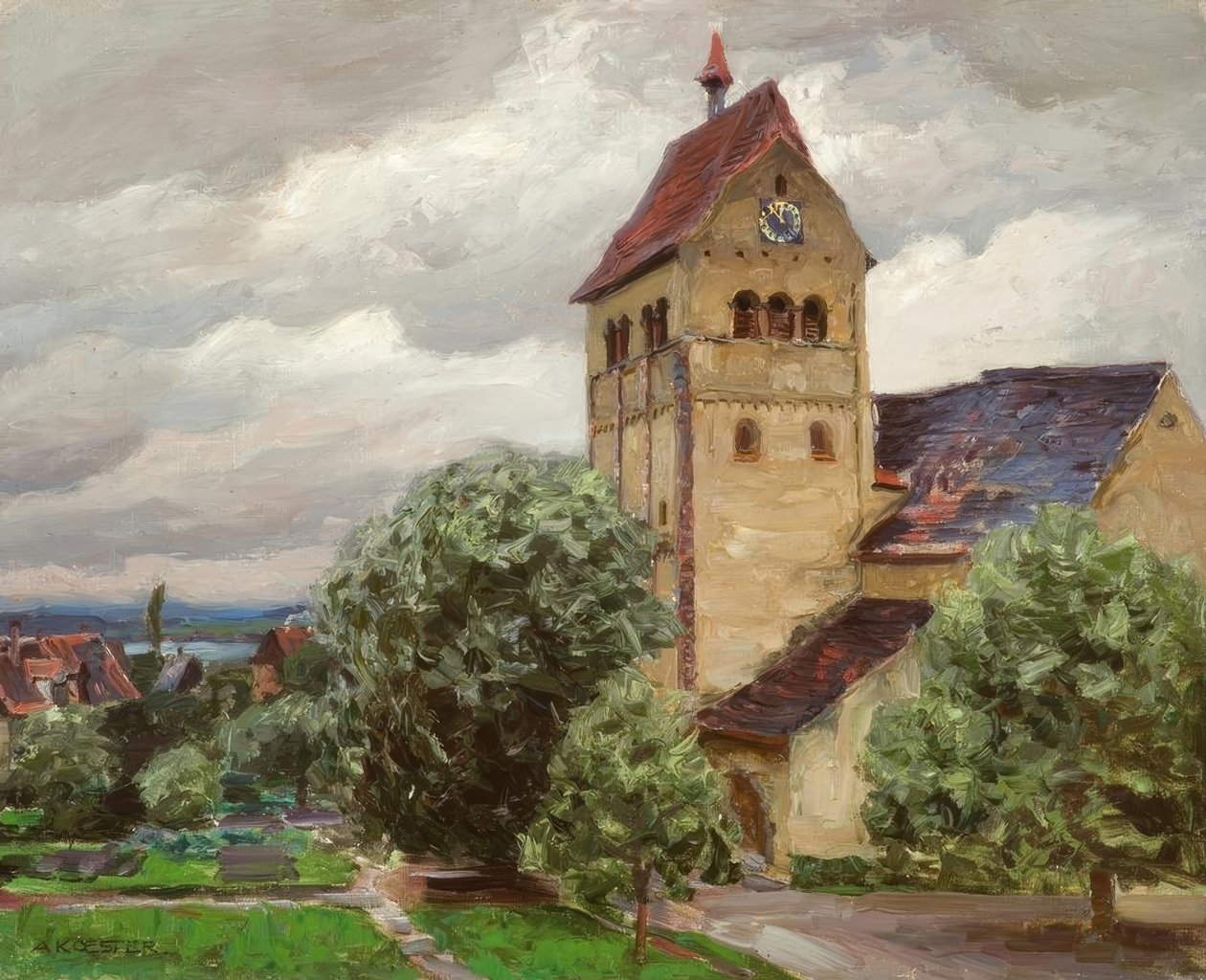 Reichenau, Marienmünster / målning av Alexander Koester av Alexander Köster