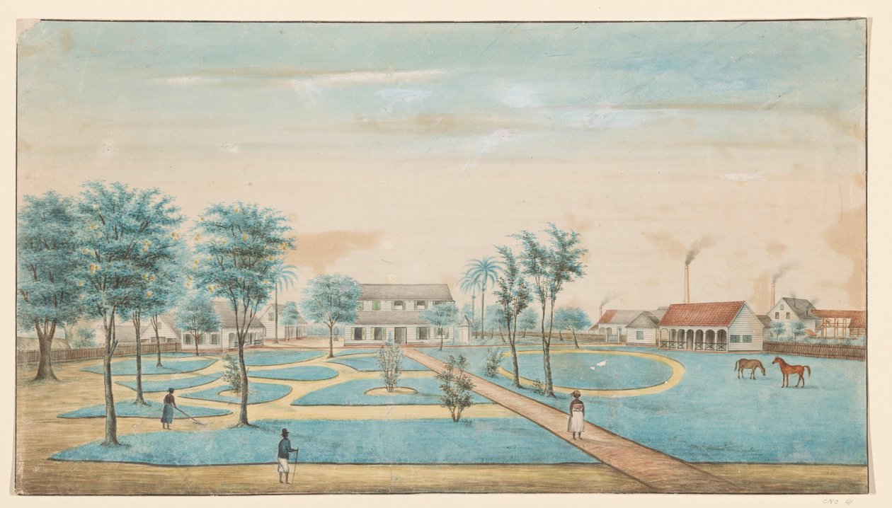 Utsikt över sockerplantagen Catharina Sophia av Alexander Ludwich Brockmann