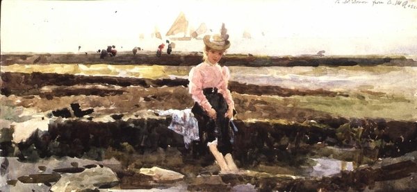 Ung flicka paddlar (akvarell) av Alexander M. Rossi