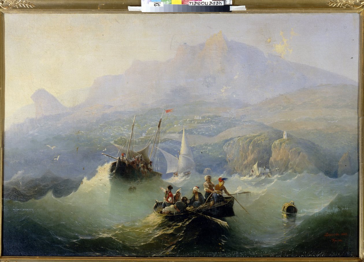 Smugglarna (Smugglarna). Målning av Alexander Matveyevich Dorogov (1819-1850), olja på duk av Alexander Matveyevich Dorogov