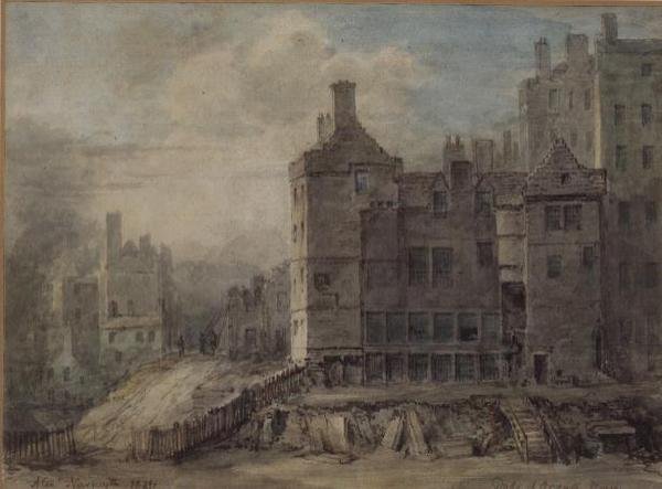 Duke of Argyll House, Edinburgh (akvarell på papper) av Alexander Nasmyth