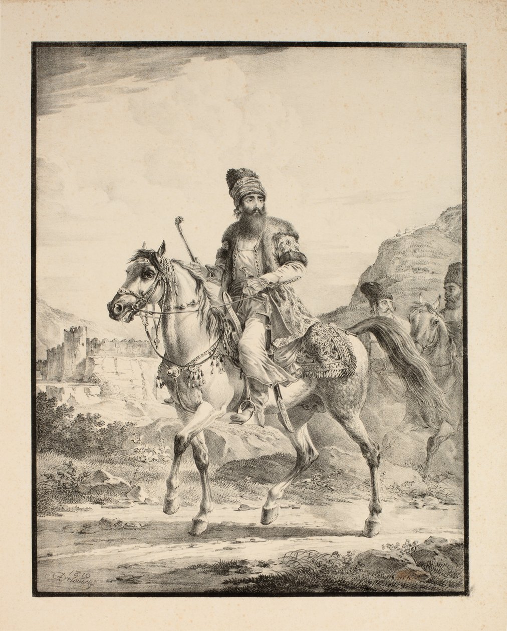 Perser till häst, 1820 av Alexander Orlowski