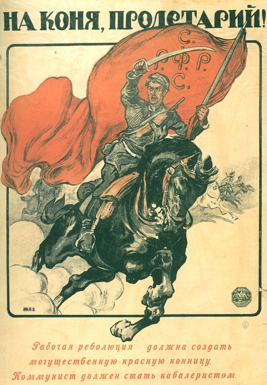 Till häst, proletär! Affisch, 1918 av Alexander Petrovich Apsit
