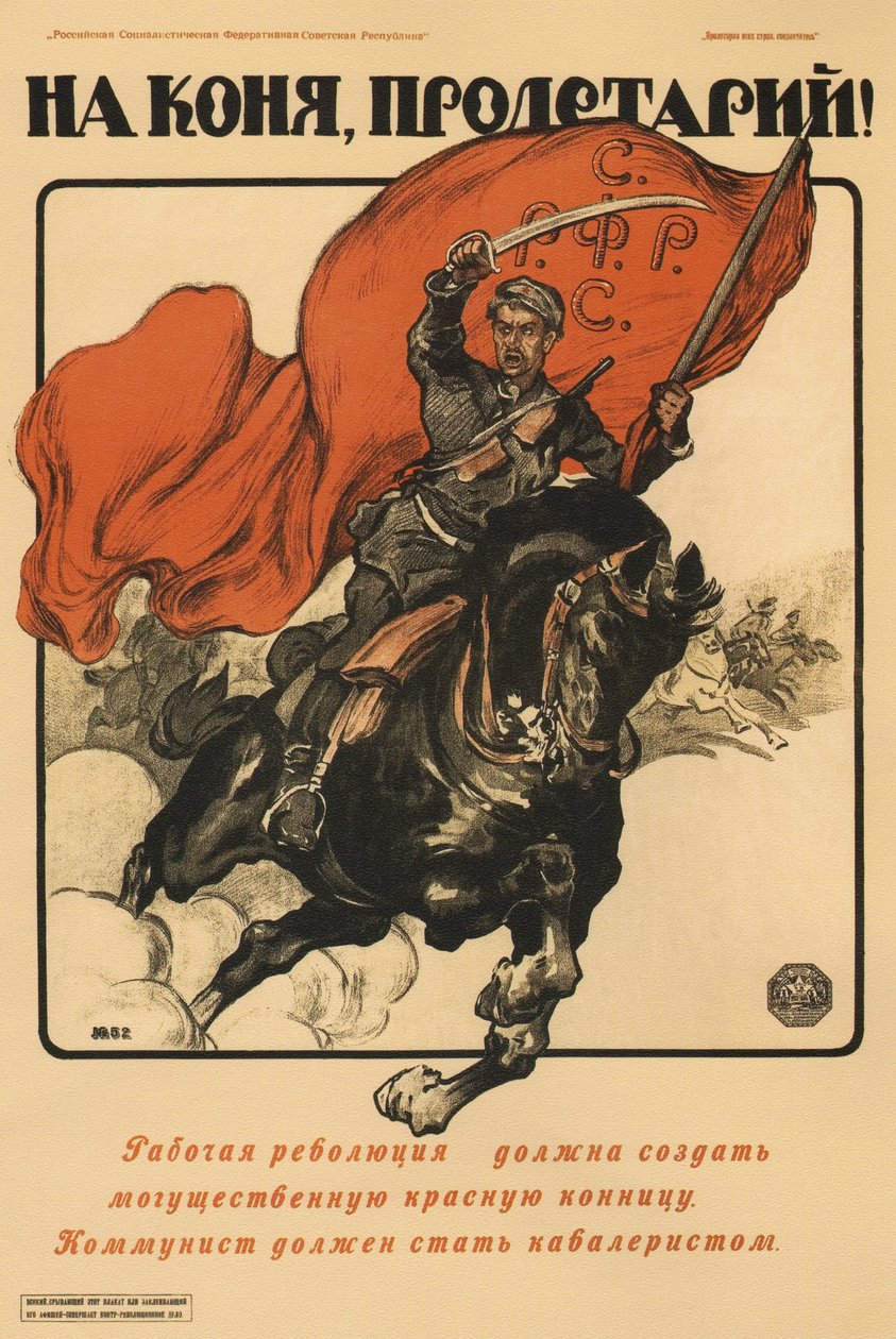 Till häst, proletär! Affisch, 1918 av Alexander Petrovich Apsit