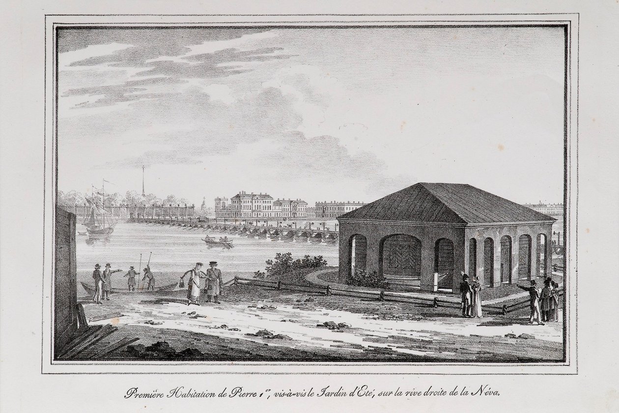 Peter den stores stuga med utsikt över Sankt Petersburg, 1820-talet av Alexander Pluchart