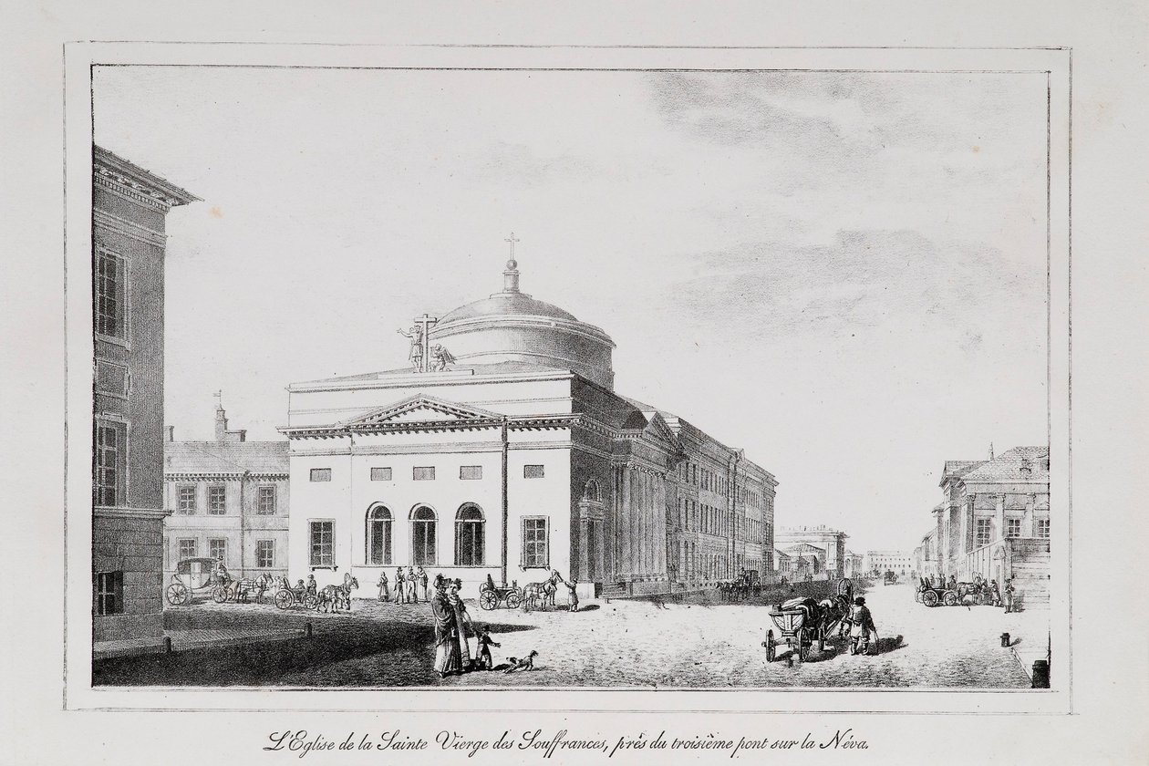The Church of Joy of all who sorg Serie Views of Saint Petersburg, 1820-tal av Alexander Pluchart
