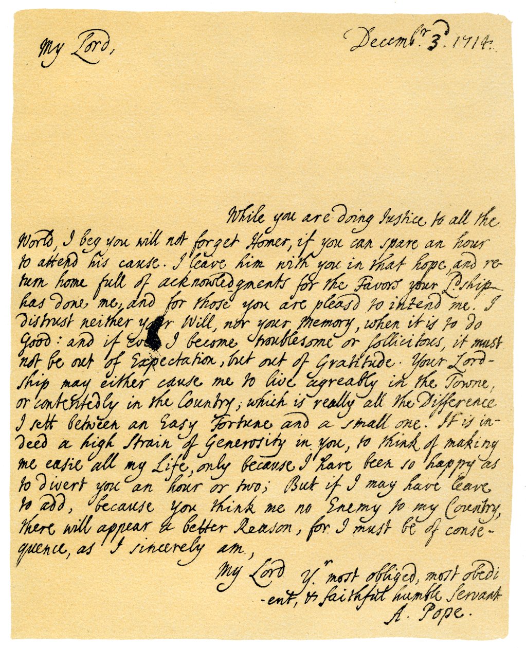 Brev från Alexander Pope till Charles Montagu, 3 december 1714. av Alexander Pope