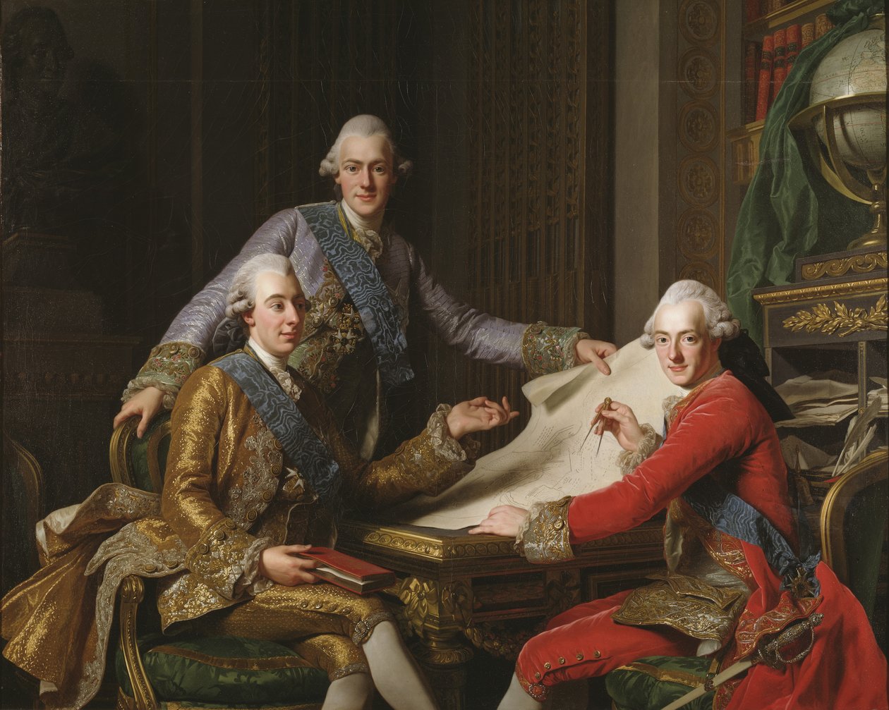 Sveriges kung Gustav III och hans bröder av Alexander Roslin