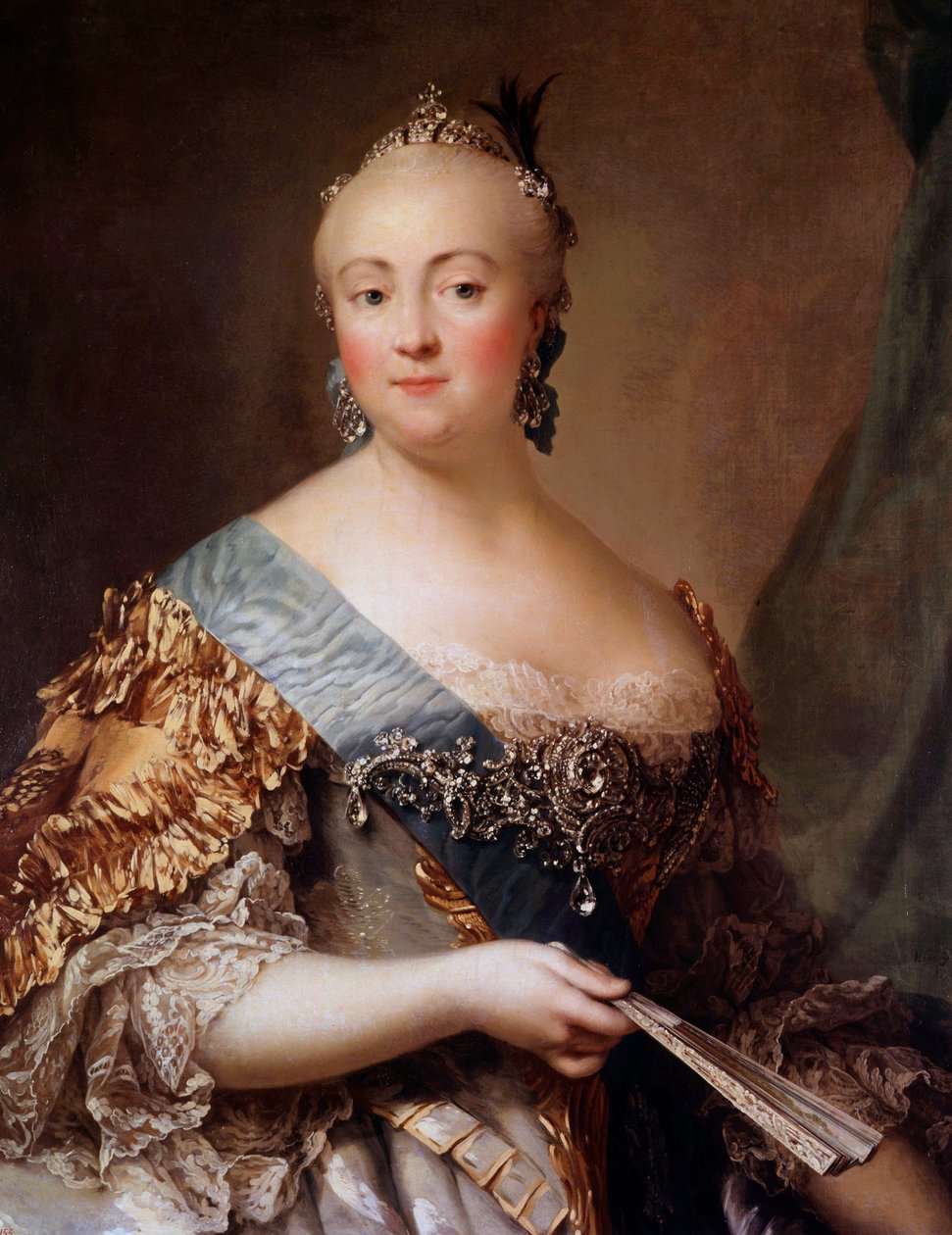 Porträtt av Elisabeth Petrovna (1709-1762), Rysslands kejsarinna under namnet Elisabeth Iere, dotter till Peter den store. Målning av Alexander Roslin (1718-1793) Hermitagemuseet från 1700-talet, Sankt Petersburg - Porträtt av Elizabeth Petrovna (1709-1) av Alexander Roslin