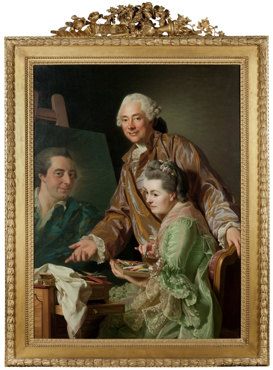 Konstnären och hans hustru Marie Suzanne Giroust målar porträttet av Henrik Wilhelm Peill av Alexander Roslin