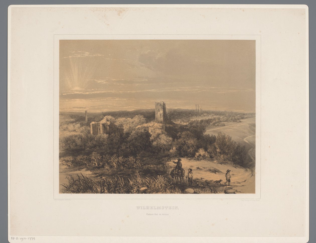 Ruinerna av slottet Wilhelmstein Wilhelmstein, slottet och ruiner (titel på objekt) Rolduc et ses environs (serietitel) av Alexander Schaepkens