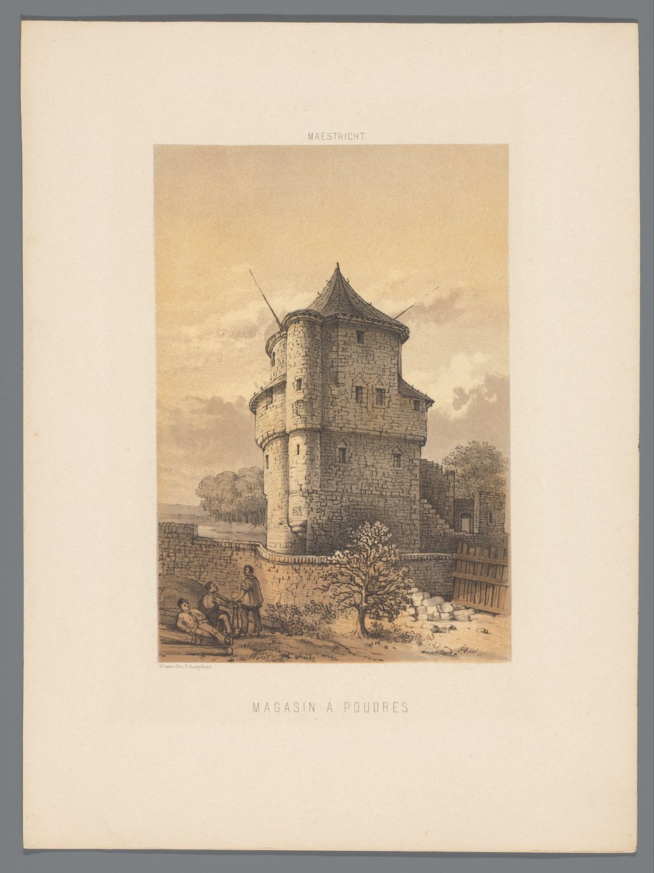 Wycker Kruittoren te Maastricht Pulvermagasin (titel på föremål) Monuments of Maestricht (serietitel) av Alexander Schaepkens