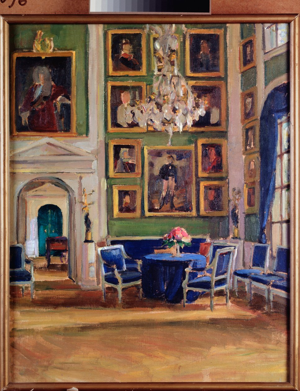 In a Reception Room (In a Reception Room) - Verk av Alexander Valentinovich Sredin (Sredine) (1872-1934), olja på kartong - Rysk konst, sent 1800-tidigt 1900-tal, modernism - A Pushkin Memorial Museum, Sankt Petersburg av Alexander Sredin