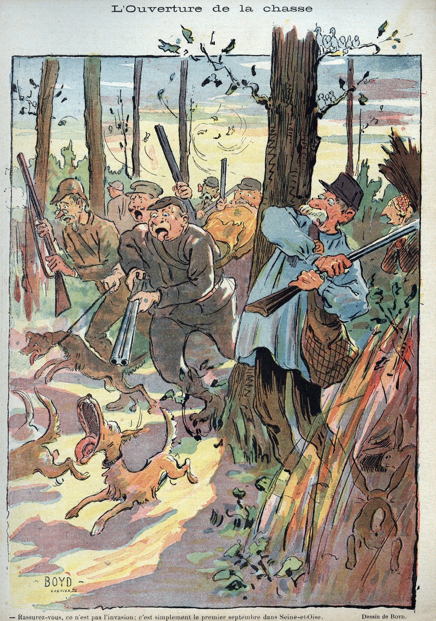 Opening of the Hunt - illustration av Alexander Stuart Boyd (1854-1930) för Laughter n. 45 av 1895 av Alexander Stuart Boyd