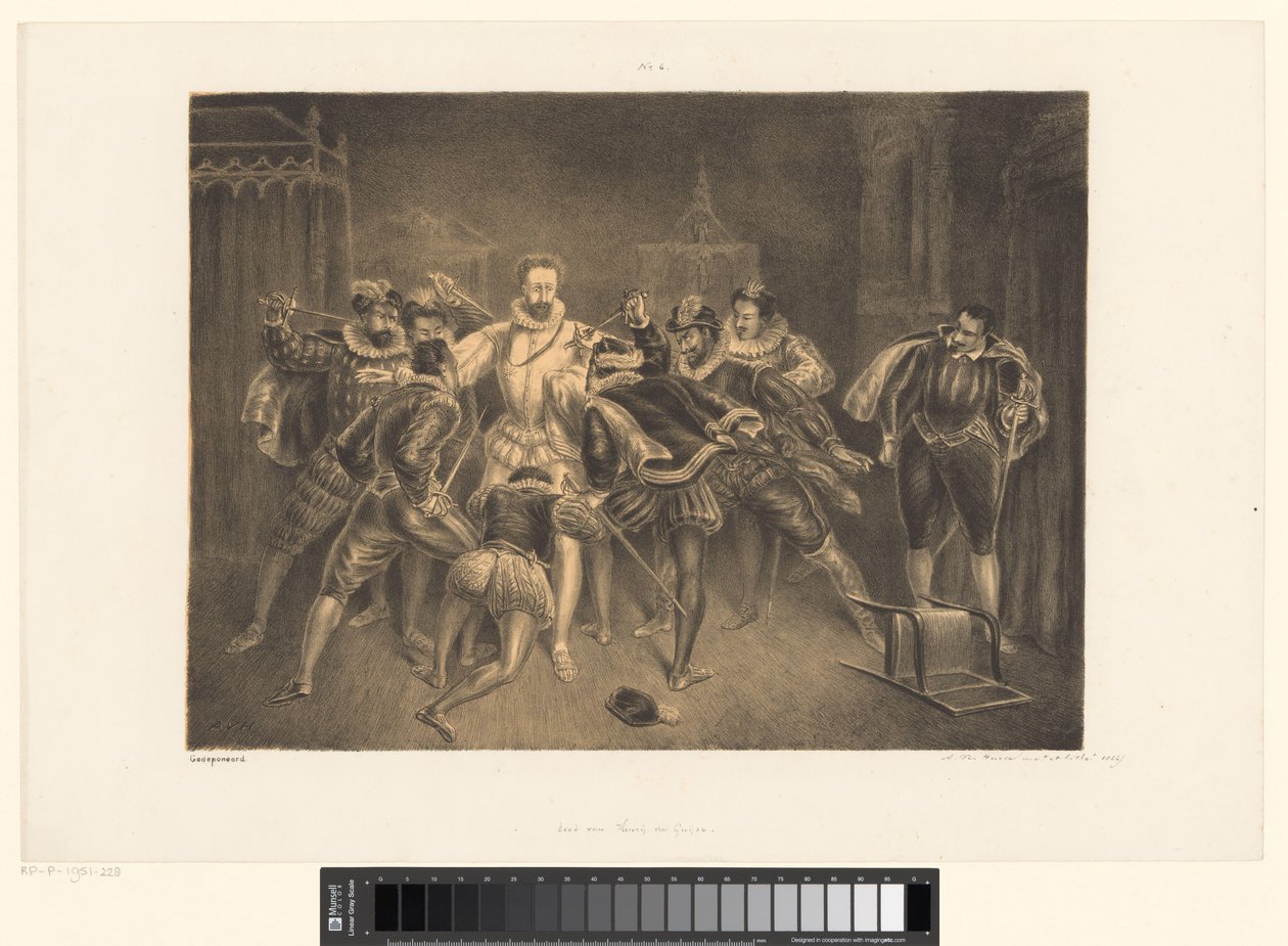 Mordet på Henrik av Guise Henrij de Guijses död (titel på objektet) av Alexander Ver Huell (signed by artist)
