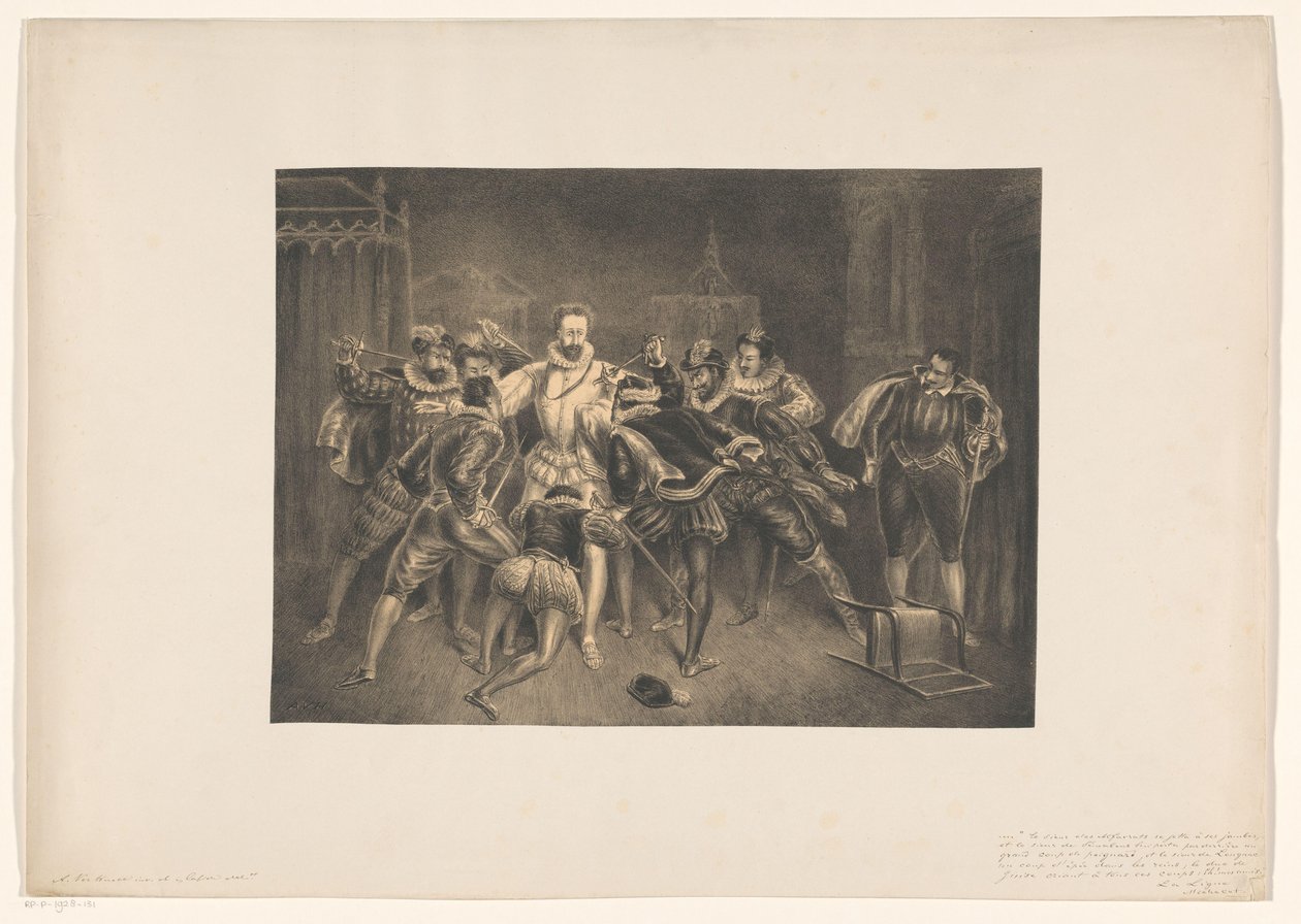 Mordet på Henrik av Guise Henrij de Guijses död av Alexander Ver Huell (signed by artist)