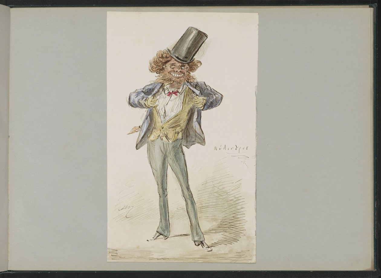 Karikatyrfigur med en bowlerhatt av Alexander Ver Huell