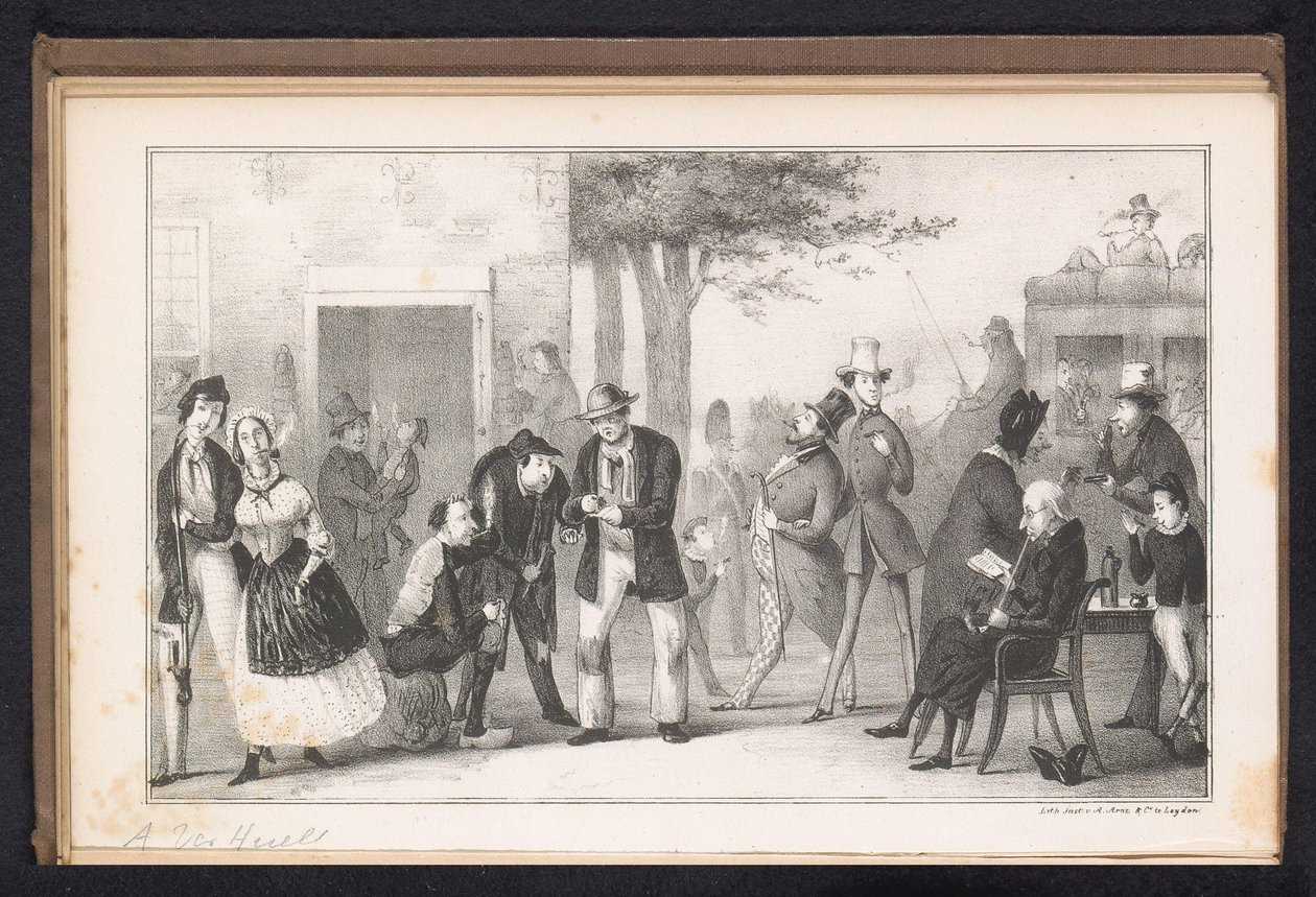 Tecknad i Leiden studentalmanacka, 1843 Nikotinörten (titel på objekt) av Alexander Ver Huell