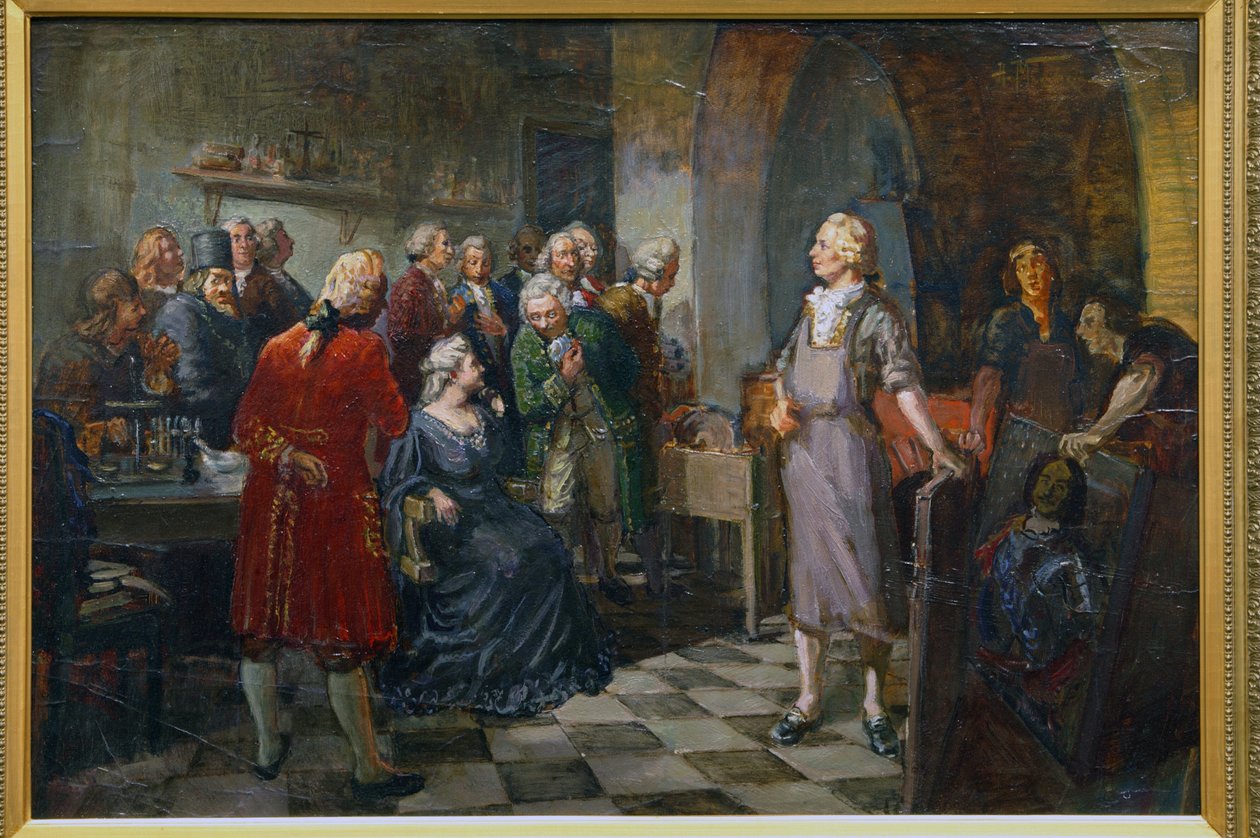 Kejsarinnan Elizabeth av Ryssland besöker M.Lomonosov av Alexander Vladimirovich Makovsky