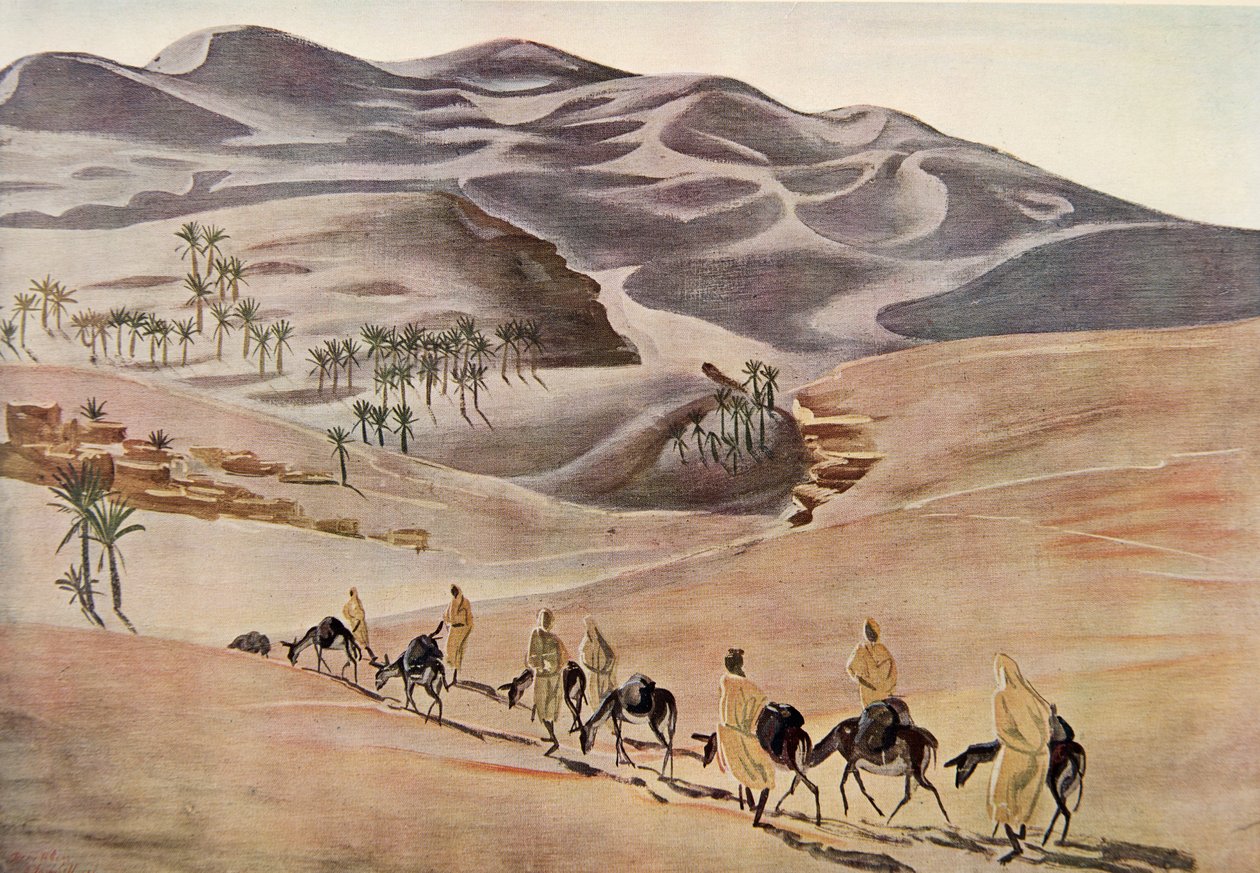 Dunes (Beni-Abbes), från Drawings and Paintings of Africa, utförda under Citroen Center Africa-expeditionen, andra Haardt Audouin-Dubreuil-uppdraget, pub. Paris, 1927 av Alexander Yakovlev