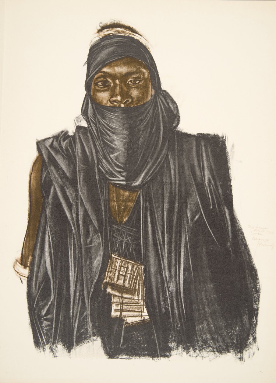 Mahoma, Songhai race (Ansongo), från Drawings and Paintings of Africa, avrättad under Citroen Center Africa-expeditionen, andra Haardt Audouin-Dubreuil-uppdraget, pub. Paris, 1927 av Alexander Yakovlev