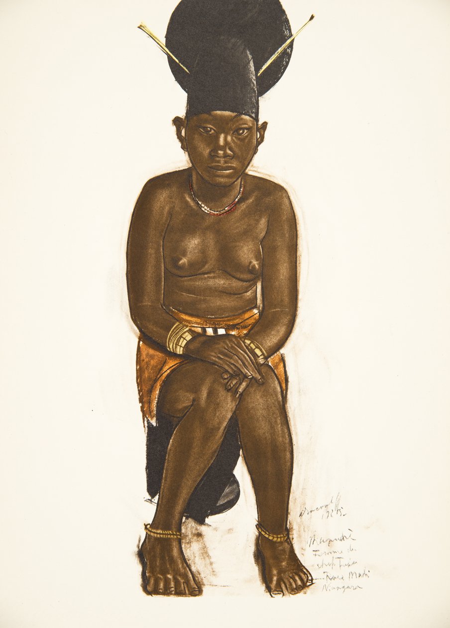 Napudre, hustru till Tuba (Niangara) Haut Ouelle, från Drawings and Paintings of Africa, avrättad under Citroen Center Africa-expeditionen, andra Haardt Audouin-Dubreuil-uppdraget, pub. Paris, 1927 ( av Alexander Yakovlev