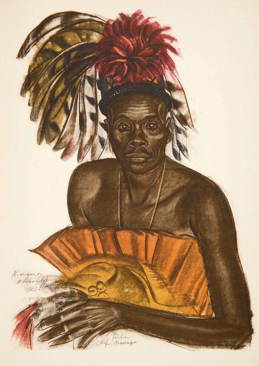 Tuba, chef Matchaga (Niangara (Haut Ouelle), från Drawings and Paintings of Africa, avrättad under Citroen Center Africa-expeditionen, andra Haardt Audouin-Dubreuil-uppdraget, pub. Paris, 1927 (co. av Alexander Yakovlev