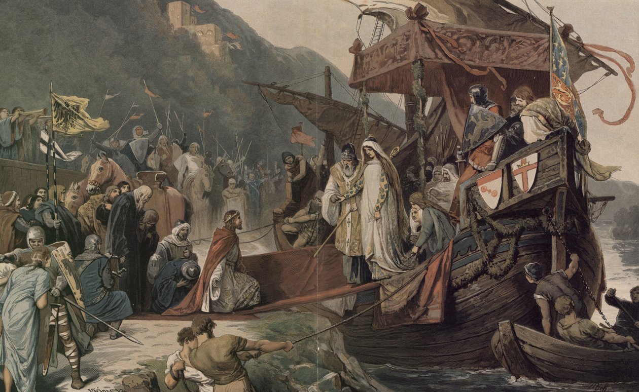Kejsar Fredrik II tar emot i Stolzenfels sin brud Isabella av Alexander Zick