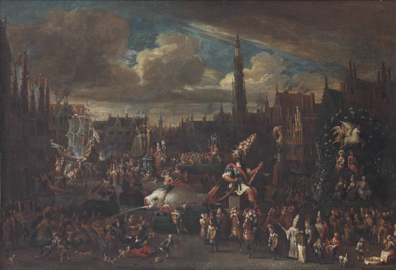 Ommegang i Antwerpen vid Meir av Alexander van Bredael