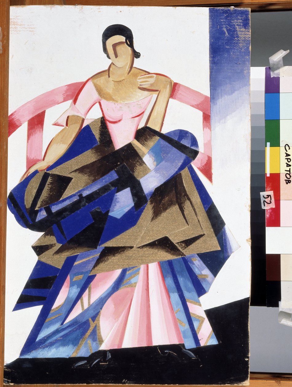 Teaterdräkt för karaktären Julia i pjäsen ""Romeo och Julia"" av William Shakespeare. Gouache av Alexandra Alexandrovna Exter (1882-1949) 1921 State A. Radishchev Art Museum, Saratov av Alexandra Alexandrowna Exter