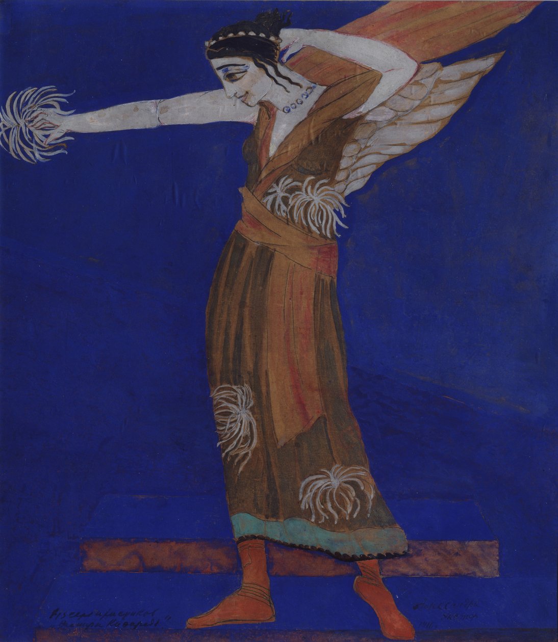 Kostymdesign för pjäsen Famira-kifared av I. Annensky, 1916 av Alexandra Alexandrowna Exter