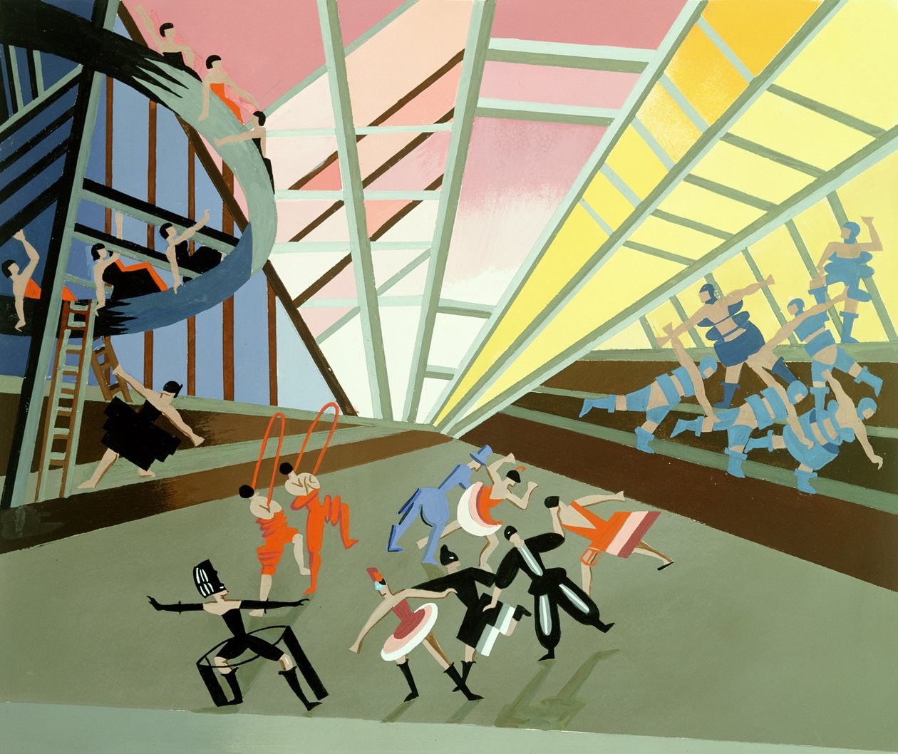 Ljusprojekt för en balett, pub. 1930 (gouache på pochoir) av Alexandra Alexandrowna Exter
