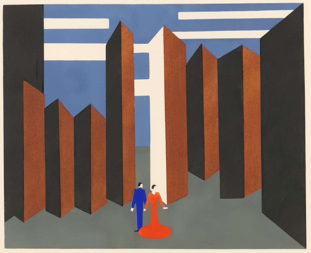 Naturskön design från portföljen Décors de Théâtre, 1930. av Alexandra Alexandrowna Exter