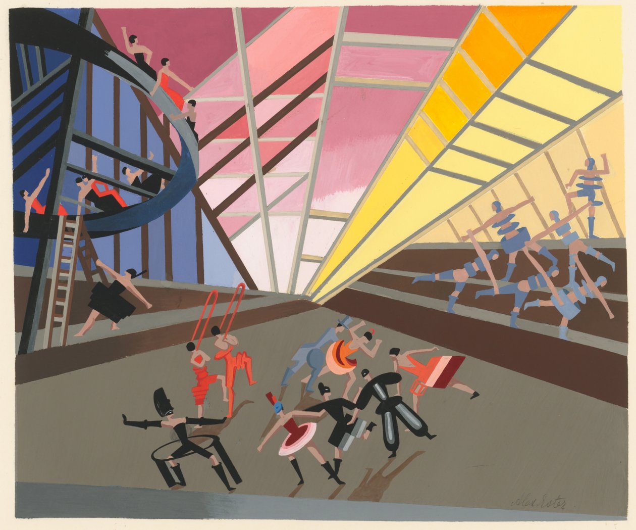 Naturskön design från portföljen Décors de Théâtre, 1930. av Alexandra Alexandrowna Exter