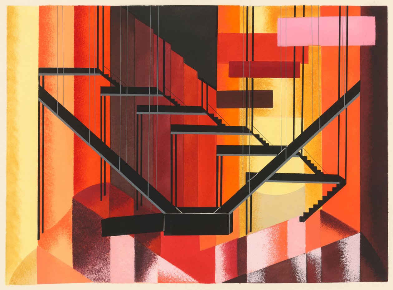 Naturskön design från portföljen Décors de Théâtre, 1930. av Alexandra Alexandrowna Exter