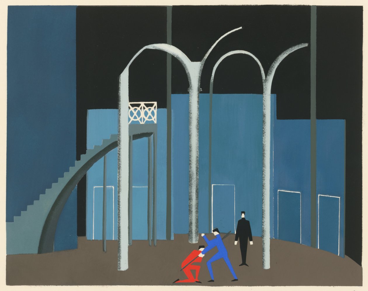 Naturskön design från portföljen Décors de Théâtre, 1930. av Alexandra Alexandrowna Exter