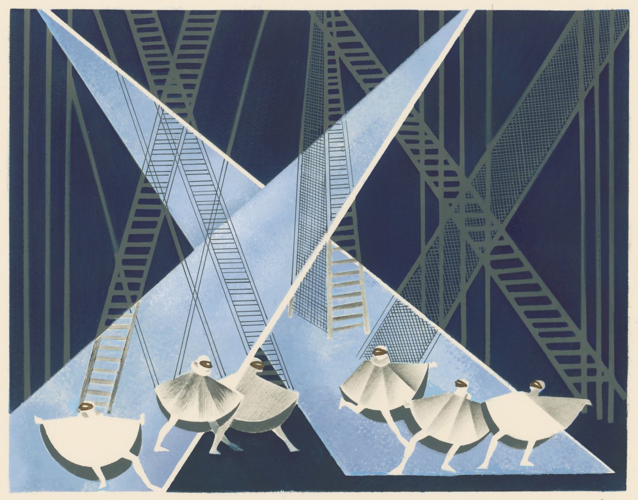 Naturskön design från portföljen Décors de Théâtre, 1930. av Alexandra Alexandrowna Exter